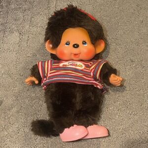 Rare Monchhichi Plush Toy Stuffed Animal Hand puppet Girl Clothes Sekiguchi